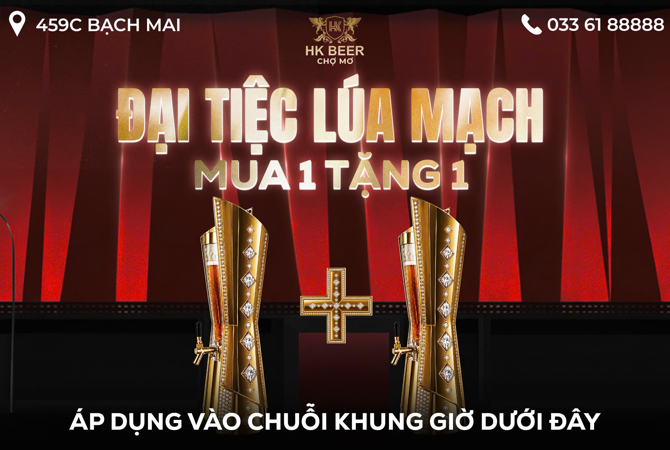 Combo 999K/6 người tặng tháp bia Bud Mỹ 555K – Kèo vui cực hời tại HK Beer Chợ Mơ